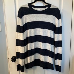 Mens GAP white and navy striped sweater size L